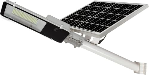 Jandei   Farola Solar Exterior 4000 Lúmenes, Impermeable IP65, Panel Solar y Mando a Distancia, Luz Blanca Fría 6000K, Ideal para Jardín, Patio, Camino y Muro