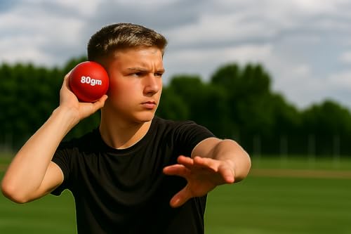 HAEST - Schlagball 80g, Wurfball für Wettkampf und Training, Roter Ball für Weitwurf aus Kunststoff