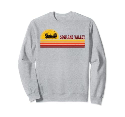 Ciudad retro con logotipo de puesta de sol vintage de Spokane Valley Sudadera