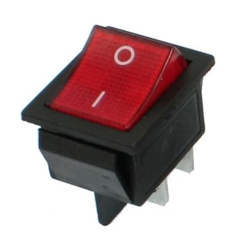 Interruptor KCD4 rectangular de balancín rojo ON-OFF de 16A 250V para cuadros eléctricos