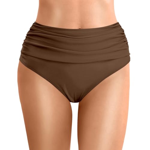 POIUIYQA Mujer Braga de Bikini Cintura Alta Control Abdomen Parte Inferior de Bikini Pantalón la Parte de Abajo Bikini 2025