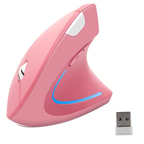 Wireless Mouse Ergonomic Vertical Mouse Ergo High Presion Optical Lightweight Cordless Led Light Cute Wireless Mouse For Laptop Computer Mac Office Girl Boy Adults Gift , 800/1200/1600 Dpi, 6 Buttons #TOP1