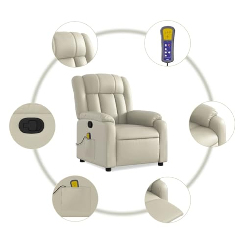 Gecheer Massagesessel mit Relaxfunktion, Kunstleder, Creme, Sessel Wohnzimmer Fernsehsessel Liegesessel für Entspannung Homeoffice Leseecke3206241 – Bild 7