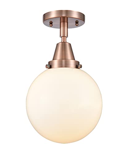 Innovations 447-1C-AC-G201-8 Transitional One Light Flush Mount from Franklin Restoration Collection in Copper Finish,