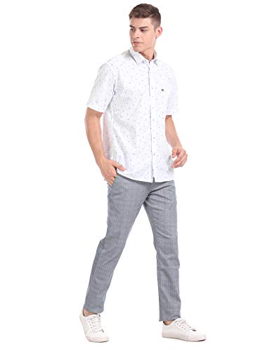 Image of Arrow Men's Regular Fit Sports White Printed Shirt