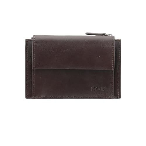 Porte-carte de crédit RFID Picard Apache en cuir véritable châtaigne avec étui compact 13 cm