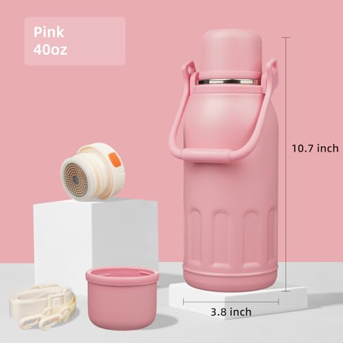 Image of Konokyo 40oz Thermos for Cold Drinks, Insulated Water Bottle, Pink