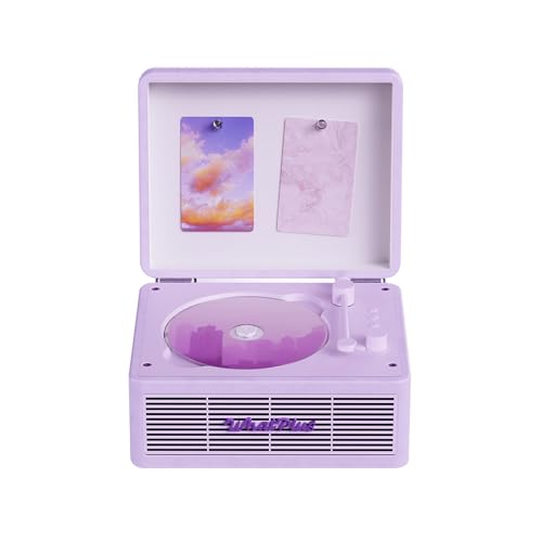 Image of CD Player with Bluetooth Speaker, High-Fidelity Sound, App-Controlled, Magnetic Display for Photos & Pins, Retro Desktop Music Player, Gift for Music Lovers (Light Purple)
