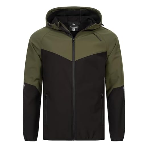 Kirkjubøur® Hestur Herren SOFTSHELLjacke 10.000 mm Wassersäule mit Kapuze und Fleecefutter, atmungsaktiv und wasserabweisend (DE/NL/SE/PL, Alphanumerisch, M, Regular, Regular, Njordr Grün)