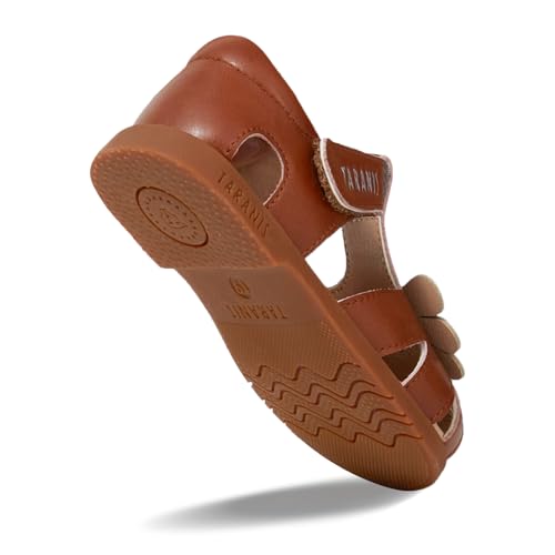 Toddler Sandals Girl White Shoes Closed Toe Leather Sandals For Kids Brown 182