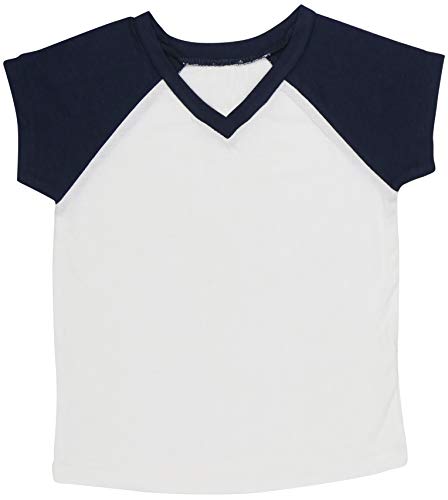 Image of ToBeInStyle Kids Boys Girls Cotton Jersey Contrast Raglan V-Neck Tee T-Shirts