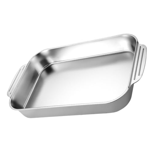 ULTECHNOVO Bandeja de Hornear Rectangular Inoxidable para Cocción Inducción Sartén Profunda para Asar Hornear y Grillar Capacidad de Limpiar