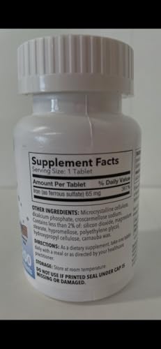 Image of Puregen Labs Iron 65mg - High Potency Iron Supplement | No Artificial Color Additives - Total 400 Tablets