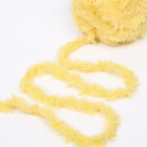 Image of NICEEC 2 Skeins Soft Faux Fur Yarn 70yds,3.53oz- S1121#Yellow | Crochet & Knit, DIY Project Starter Kit,Handbag,Sun Hat,Shoes, Shopper Bag