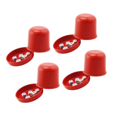 KICHOUSE Juego de 4 Cubiletes de Dados de Abs con Tapa Transparente y Diseño Grueso, Resistente a Golpes y Antitrampas para Fiestas, Bares y Juegos de Mesa