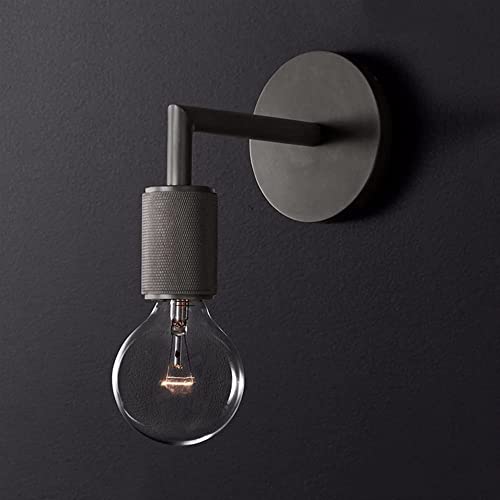 Apliques de pared de baño vintage con brazo de metal negro 1