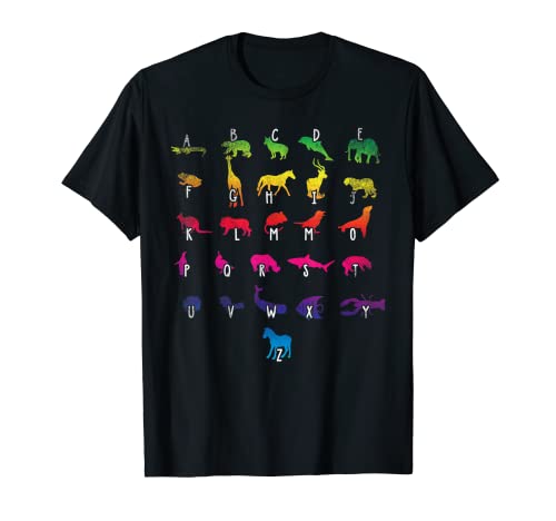 Identificación Animal ABC Aprendizaje Kindergarten School Camiseta