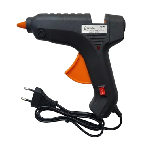 Image of Witty Fox Glue Gun 60W with 10 Glue Sticks for DIY Arts, Crafts, School Projects, Home Repair & Decoration | Hot Melt Glue Gun | Fast Heating for Hobby, Fabric, Plastic, Wood & Quick Fix Use