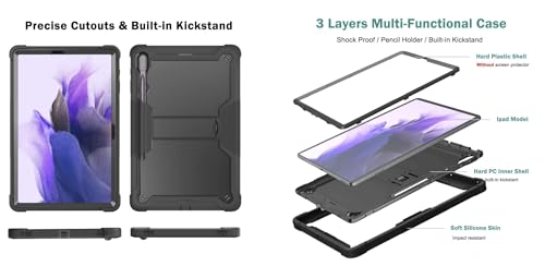 Image of WHITBULL Dual Layer Heavy Duty Shockproof Cases Covers with Built-in Stand Compatible with Samsung Galaxy Tab S9 (11 inch) / Tab S9 FE /Tab S10 Lite /Tab S10 FE 10.9 inch (Black)
