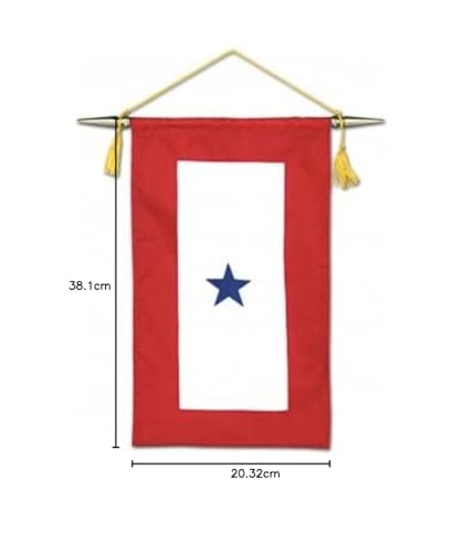 Blue 1 Star 8" x 15" Nylon Flag, Red - Image 2