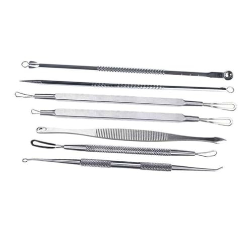 Didiseaon Blackhead Removal Tool Set 7pcs Spoon Tips Loop Tips and Spade Cleaner for Blemishes
