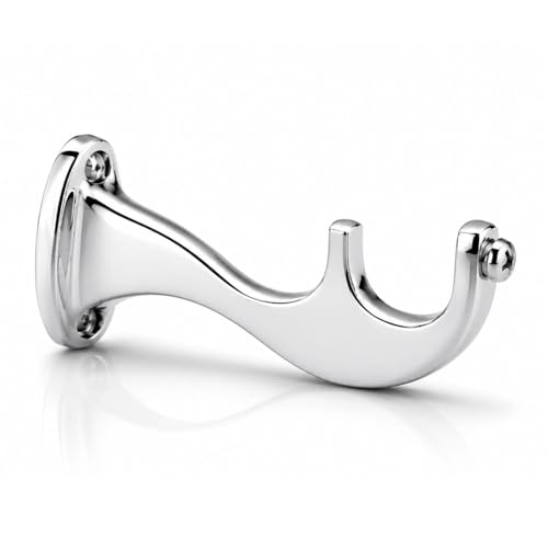 Image of Elite Aluminum Curtain Rod Brackets - Heavy-Duty Wall Mount Clamps for Curtain Rod Support for Door and Window Curtain Rods with Screw and Wall Plug - Pack of 2PCS (Royal Chrome Silver)
