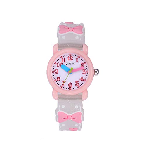 Boy's Girl's Watch,Kids Gift 3D Cartoon Japanese Quartz Silicone Kids Watch, Age 3-10 Toys for 3-15 Year Old Boys Girls Birthday Present for Kids - Best Gifts (Pink Tie)