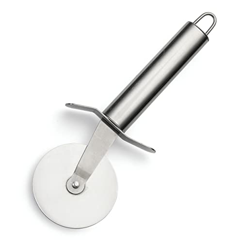 PARENCE - Roulette à Pizza - Coupe pâte et pizza en acier résistant inoxydable - Découpe pizza de 19 X 6.5 CM - Accroche rangement facile