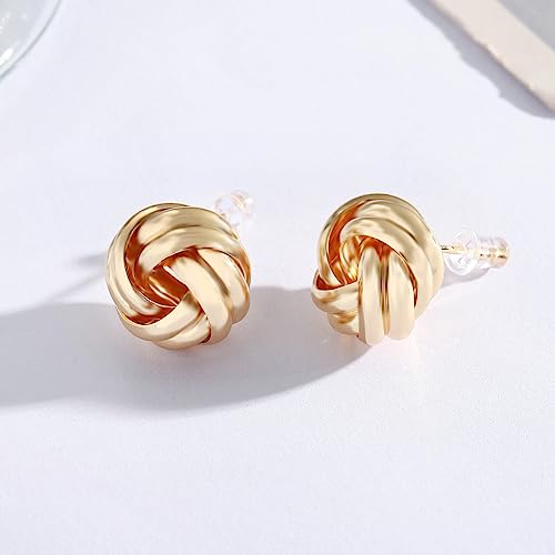 NEWITIN 15 Pairs Gold Love Knot Earrings for Women Hypoallergenic Earring 14K Gold Plated Woven Love Knot Stud Earrings for Women2