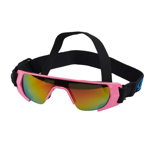 PERZOE Dog Sunglasses, UV-Proof Windproof Anti-Fog Dog Goggles with Comfortable Frame Adjustable Straps, Pet Glasses for Driving, Skiing, Cycling Pink