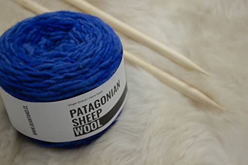 Yarn Of Patagonian Sheep Wool, Blue Yarn, Knitting Yarn,1 Strand, Manually Dyed, 3,52 Oz 100% Sheep Wool, 109 Yards | Perfect For Crochet Hook, Knitting Needle (11-17). Cross Stitch Thick Mat #TOP3