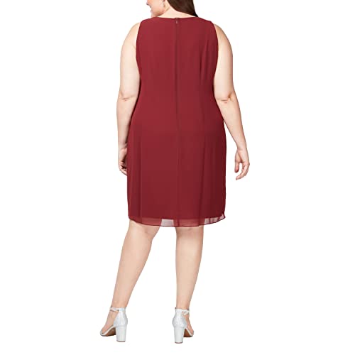 Image of S.L. Fashions Women's Plus Size Chiffon Tier Jacket Dress with Beading Detail
