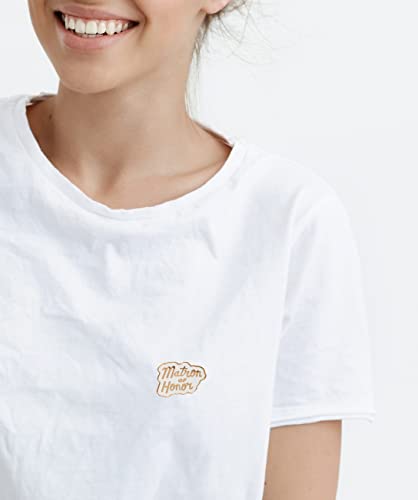 Image of Set of 2 Rose Gold inchMatron of Honor inch Enamel Lapel Pins (0.75 inch X 1 inch)