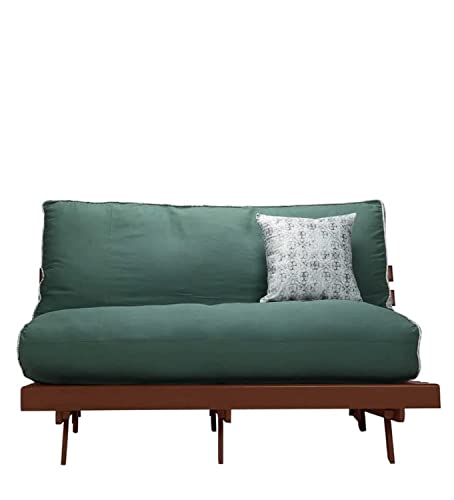Image of Sheesham Wood 3 Seater Sofa Cum Bed for Living Room Solid Wooden Sofa Bed Furniture for Home Office (Walnut)