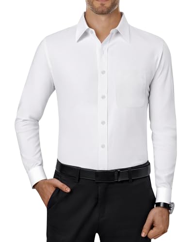 siliteelon Herren Hemd Langarm Weißes Bügelfrei Hemden Weiss...