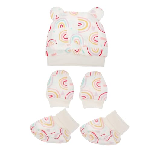 minkissy 1 Juego Juego de Sombrero de bebé capó de niña Manoplas recién Nacidas para niña Unisexo Hecho artículos recién Nacidos Accesorios para Gorra Infantil algodón Vistoso