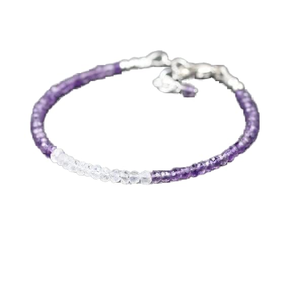 Bracelet améthyste unisexe en argent sterling 925 idée cadeau anniversaire