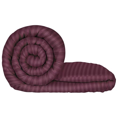 Image of Comforter Double Bed | 180GSM | Microfiber Blanket | Duvet 150X 225cm | AC Comforter Double Bed | Reversible Dohar | Maroon | Stripes Pattern |Perfect Festive Gifting