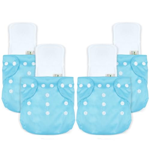 Image of Bumpers Baby Reusable Cloth Diaper with Insert Pad | Leak-Proof, Super Absorbent & Ultra Soft | Adjustable & Washable Cloth Diaper | Prevent Rashes | Freesize 5-17Kg | (3M-3Y), Pack of 4, Blue