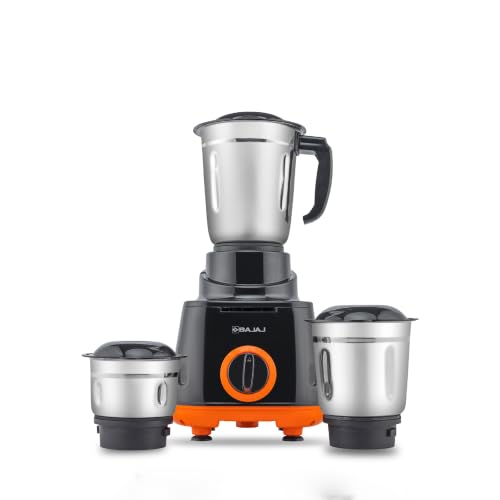 Bajaj Rex Indian Mixer Grinder 500W|Mixie For Kitchen With Nutri-Pro Features White|3 SS Mixer Jars For Heavy Duty Grinding|Extra International Adaptor|1 Month Warranty|2 Year Motor Warranty