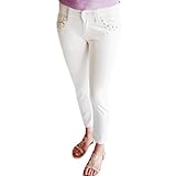 Blue Monkey - Damen Jeans Lucy 3932 Gr. 26 Weiss 7/8-Länge Nieten Reißverschluss tolle Passform hoher