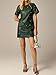 LifeShe Rhinestone Faux Leather Dress for Women Casual Short Sleeve Crew Neck Elegant A-line Mini PU Dresses Green