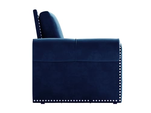 Image of Eafurn 93.7 inch King Size Pull Out Sofa Bed, 3-in-1 Convertible Sleeper Sofa Couch Bed with Nailhead Decor and Rolled Arms, Velvet Oversized Chesterfield Loveseat Chaise Lounge