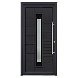 HORI® Haustür Kunststoff, aluminium, Komplettset konfigurieren, Hauseingangstür Modern I Farbe: anthrazit (innen weiß) I DIN rechts I Modell: Stripe I 210 x 100 cm