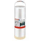 tesa Easy Cover ECONOMY Folie für Malerarbeiten - 2 in 1 Malerfolie zum Abdecken und Kreppband zum Abkleben - 33 m x 140 cm