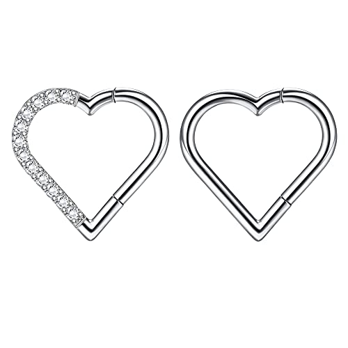 Dochais 2 Stück Nasenring Titan, Nasenringe Nasenpiercing, Hoop Nose Ring, Septum Ringe, Helix Ring Set, Daith Ring, Hoop Ohrringe Septum, Nasenring Herz für Damen Männer Silber 16G 10mm Dochais 2 Stück Nasenring Titan, Nasenringe Nasenpiercing, Hoop Nose Ring, Septum Ringe, Helix Ring Set, Daith Ring, Hoop Ohrringe Septum, Nasenring Herz für Damen Männer Silber 16G 10mm