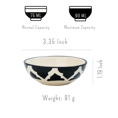 Image of Ceramic Bowl Set | 4-Piece Lightweight Crockery for Daily Use | Charcoal Black Ramen & Snack Bowls (75ml Each) | Elegant Microwave & Dishwasher Safe | Perfect Christmas & New Year Gift