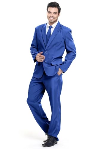 U LOOK UGLY TODAY - Completo da uomo, abito per Natale ed eventi, alla moda, taglio normale, in tinta unita, blu navy, XXL