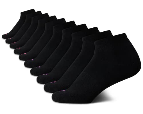 Avia Women's Quarter Cushioned Athletic Ankle Socks - 10 Pack Moisture Wicking Sports Socks (4-12), Size 4-9, Black