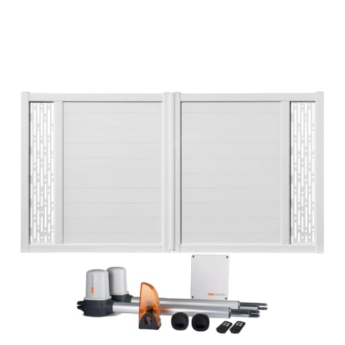 Portail battant électrique PVC blanc ARLES DÉCOR RECTANGLE